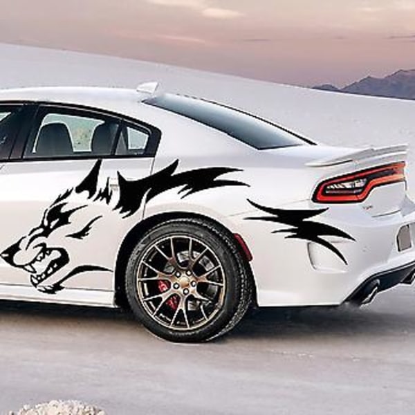 Dekorativ Bilklistermärke Auto Körvarg Bakhjul Vinyl Dekal Styling Tillbehör Röd Stil K