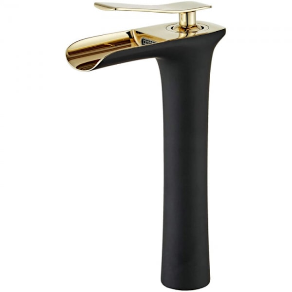 Adjustable Black and Gold Modern Waterfall Faucet for Bathroom Si