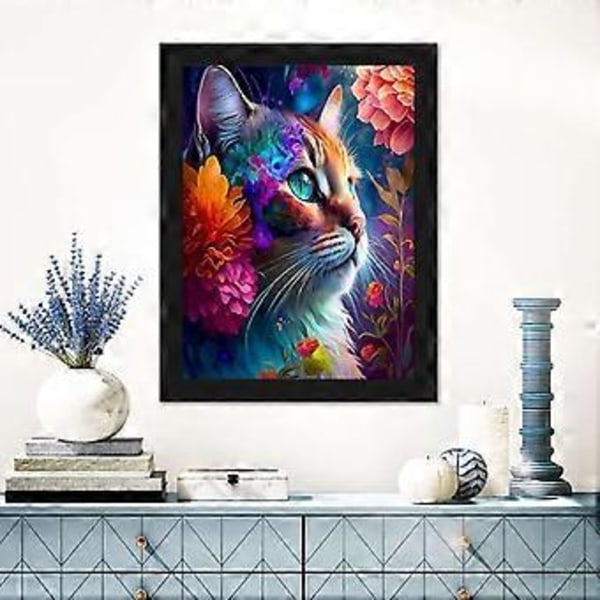 Diamantmaleri Sæt til Voksne, 5D Diamant Kunst Sæt til Børn Begynder Kat Gem Kunst Fuld Bor Diamant Prikker med Diamanter 12x16in