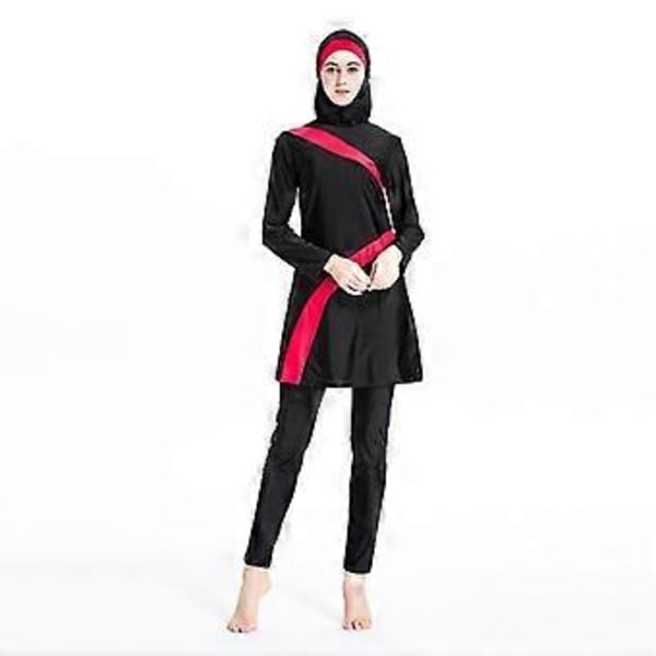 Naisten erittäin joustava uimapuku musliminaisten ranta-asu Burkini kokonaan peittävä islamilainen ranta-asu (4XL musta, harmaa)
