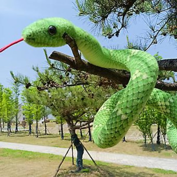 Giant Boa Fyldt Legetøj til Halloween og Hjemmedekoration, 71 Tommer Sikker Simuleret Slange (brun)
