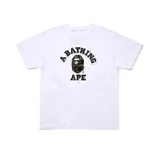 2023 Japansk T-shirt til Mænd Aasual Bogstav Print Rund Hals Kortærmet Bapes T-shirts Kortærmet Bomuld Unisex T-shirt (L 17)