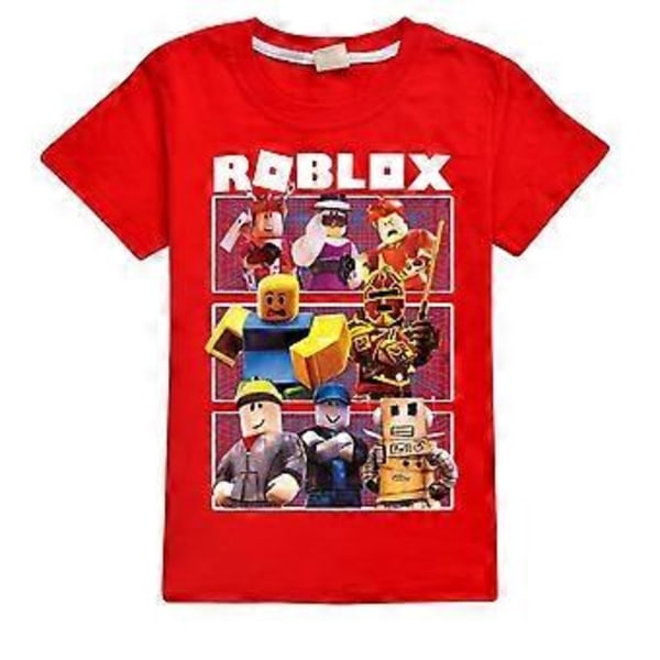 Roblox Tryckt Barn T-shirt Spelare Spelare Fans Pojkar Flickor Sommar Kortärmad Tee Toppar (7-8 År Röd)
