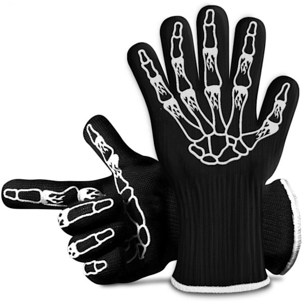 Barbecue Gloves, Non-Slip Silicone Oven Gloves Up to 500C with Ex