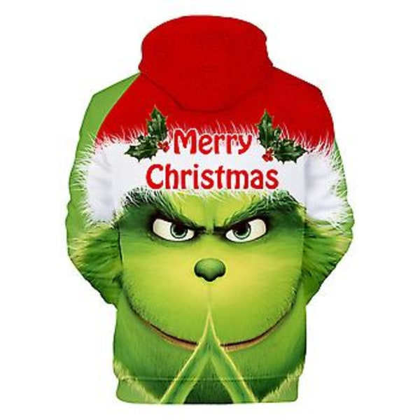Rolig Jul Grinch 3D Grafisk Tryckt Unisex Hoodie Tröja Pullover Topp Julklappar (L E)