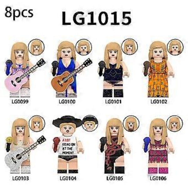8 st Taylor Swift Action Figure Byggklossar Montering Minifigurer Mini Figurer Leksak Swiftie Presenter ( )