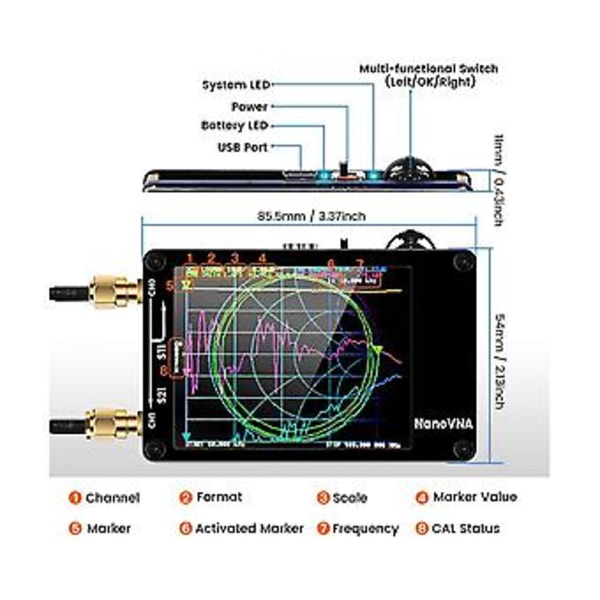 2023 Ny -H Vektor Netværksantenne Analysator 10KHz-1.5GHz MF HF VHF UHF Slot Spektrum Tester