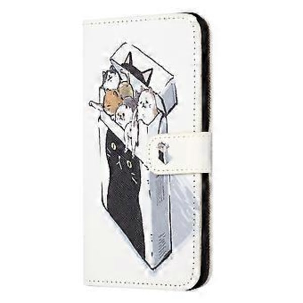 För Xiaomi Redmi Note 13 4G Mobilskal Läder 3D Mönster Magnetiskt Fodral (Katter)