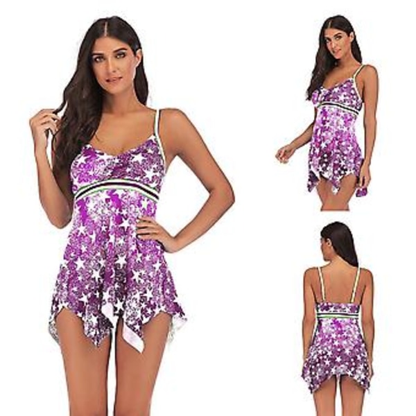 Baddräkt för tjejer, plus size, rygglös, sexig, flerfärgad bikini, dambadkläder, storlek M, Lila