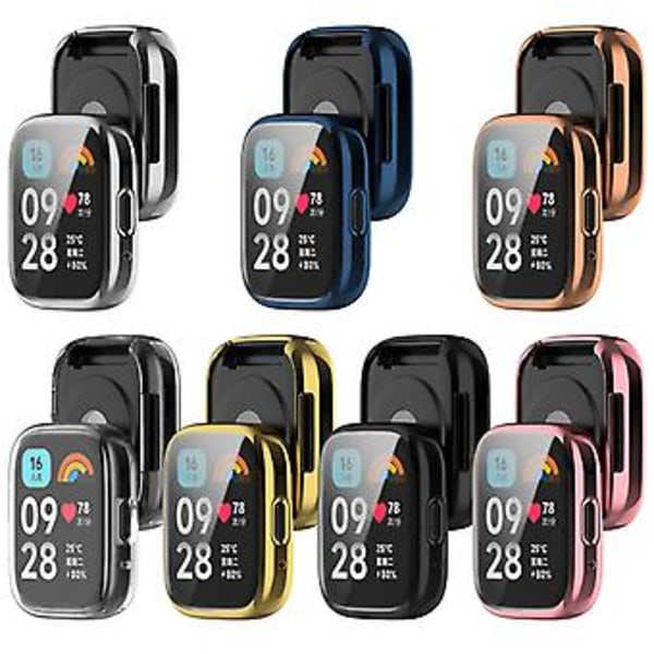 Skyddande Bumper Case Sleeve Ram för RedmiWatch 3 Lite Repskydd (Pläterad svart)