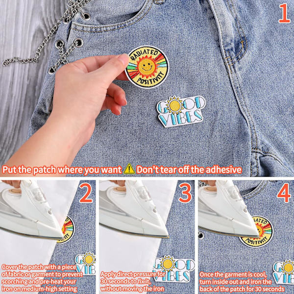 10 stk. strygejern på patches og seje broderede strygejern på patches til