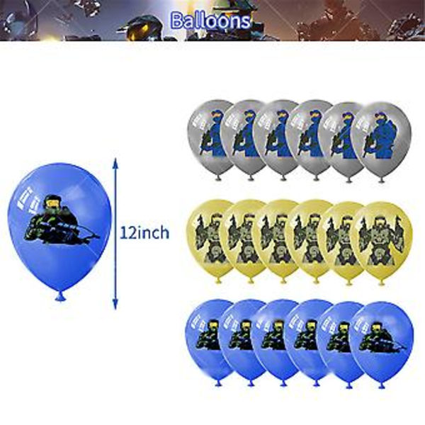 Halo Peli Lasten Syntymäpäiväjuhlatarvikkeet Sarja Sisältää Onnellinen Syntymäpäivä Bannerit Ilmapallot Kakku/Cupcake Topperit Sarja( )