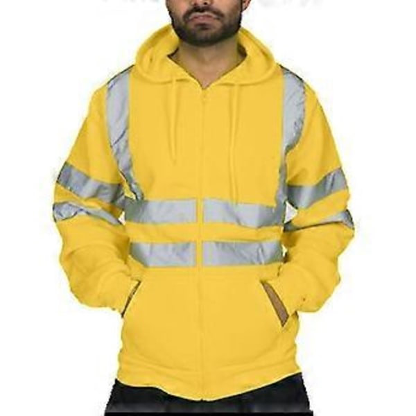 Herre Viz Hættetrøje Sweatshirt Sikkerhed Høj Synlighed Arbejdsjakke (Fluorescerende Grøn L)
