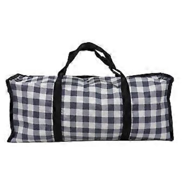 Large Capacity Clear Zippered Storage Bags Dustproof Removable Clothes Organizer CD Storage Bag Blue Plaid