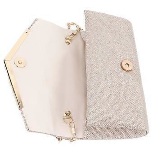 Dame Håndtaske Alsidig Stor Kapacitet Blød Berøring Stilfuld Bærbar Clutch Taske til Dating Ferie Shopping Guld 20x5,5x9,5cm