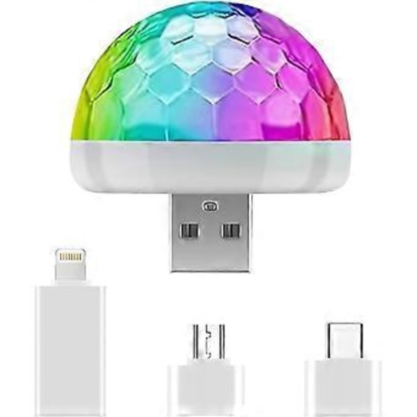Mini diskokuglelampe USB, diskokugle LED-festlampe stemmestyret diskofestlys musikstyret diskolys effekter diskolys til børn