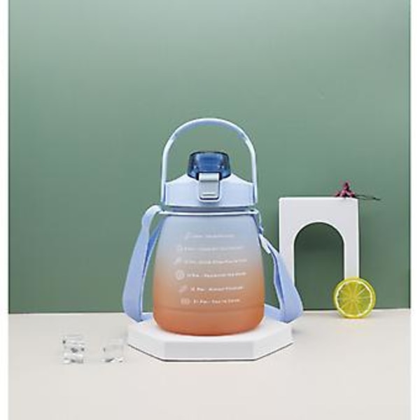 1300ml Vannflaske med sugerør for jenter Plast Søt Vannkopp (Blå)