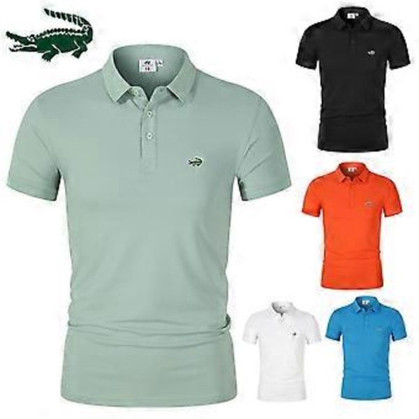 Forår/Sommer Herre Ny Fugttransporterende Hurtigtørrende Ensfarvet Polo Shirt Broderet Polo med Polokrave (L sort)