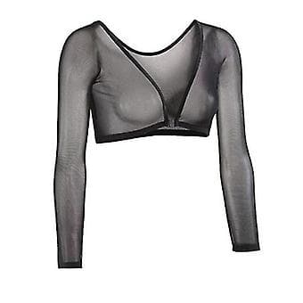 Dame Tyndere Slankere Armbeklædning Wrap Crop Tops Base (S Sort)