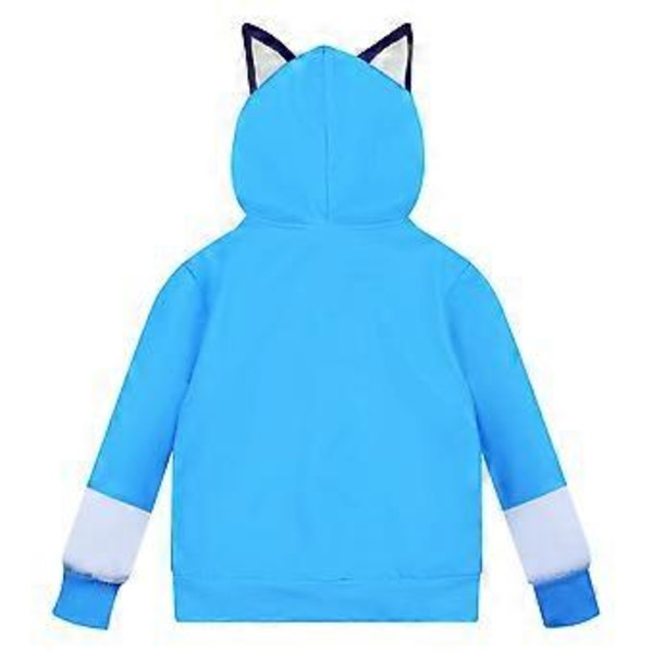 5-10 år Barn Pojkar Flickor 3D Bingo Bluey Cartoon Hoodie Jacka Söt Öra Sweatshirt Jacka Zip Up Huvad Ytterkläder (5-6 år Blå)