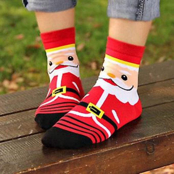 Dam Julstrumpor Santa Claus Strumpor Vinter Julparty Cartoon Ankelstrumpor (6 Par Santa Claus)