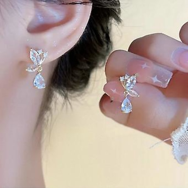 Water Drop Zircon Butterfly Tassel Earrings For Women Fashion Summer Daily Wear Matching Decoration Party Jewelry Birthday Gift-ed216 ( ED2003)