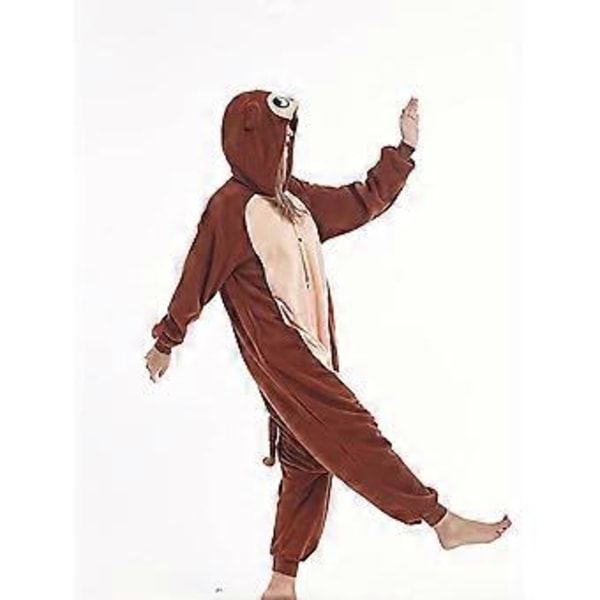 Tecknad djur onesie pyjamas barn brun apa flanell herr- och dam performance kläder hemkläder (S)