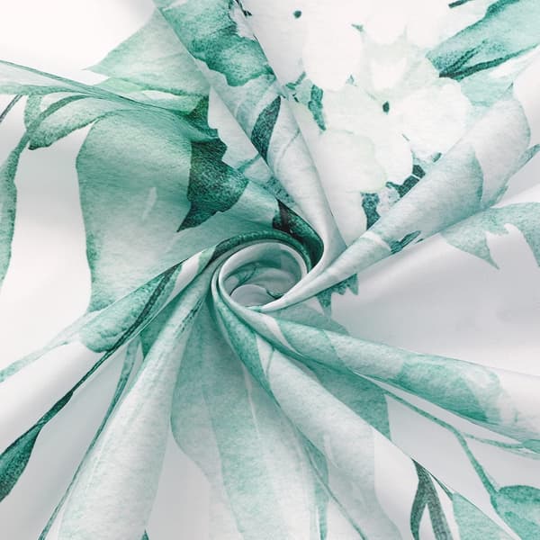 Teal Eucalyptus Duschdraperi, Akvarell Växtblad och Blommor
