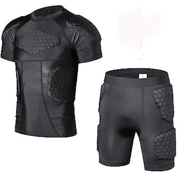 Vadderad Kompressionströja Bröstskydd Underskjorta För Fotboll Soccer Paintball Tröja XX-Large Lång Vadderad Tröja