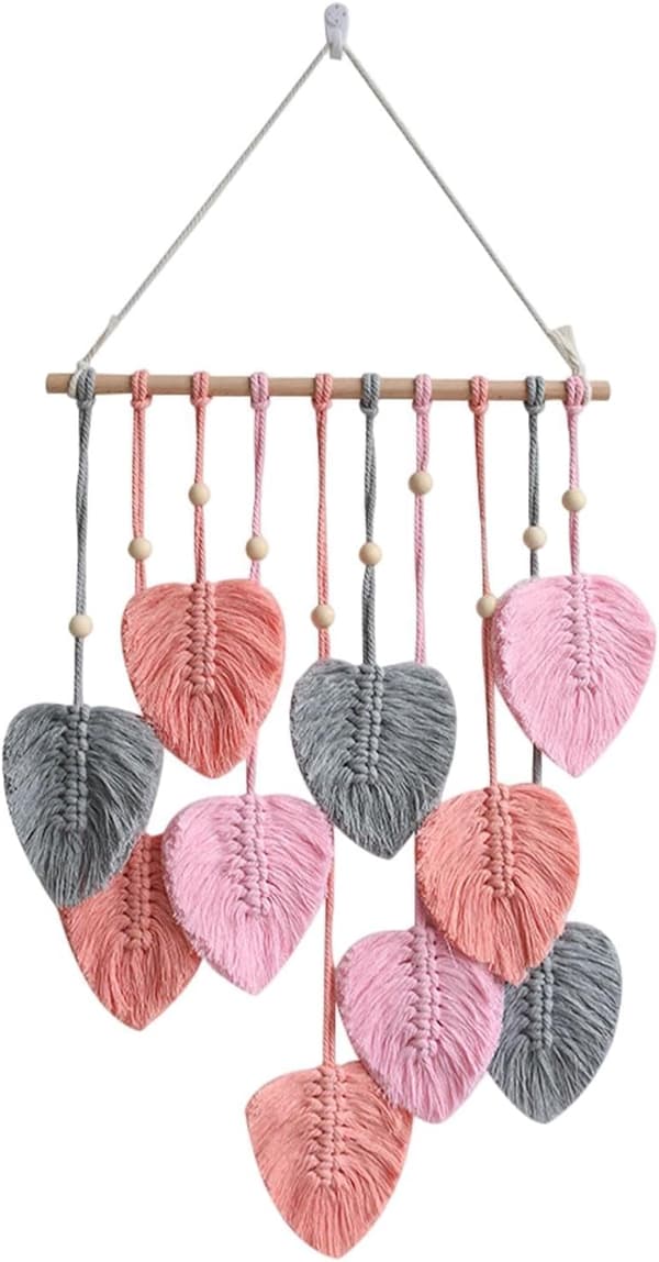 1 st Macrame väggbonad med vävd bohemisk löv