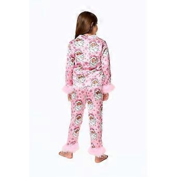 Pikkulasten tytön pyjamapaita, 2 osaa, nappi-kiinnitys, kotikäyttöön, joulu, pienille lapsille, yöasu (9-10 vuotta, vaaleanpunainen)