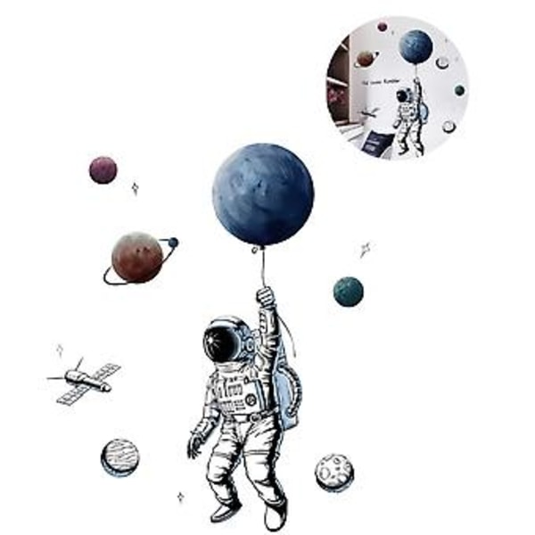 Väggdekal, 3D Astronaut Väggdekal Som Väggdekoration För Barnrum I Sovrum Vardagsrum, 125x84 Cm