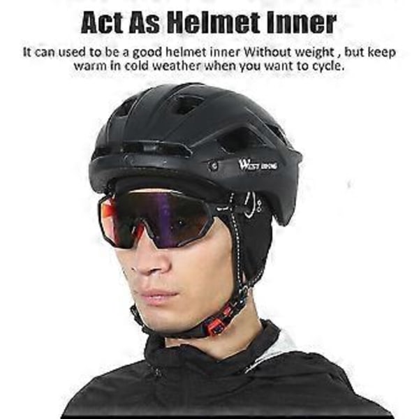 Varm Vintermössa för Vuxna, Skull Cap, Utomhuscykling, Hjälmfoder i Fleece, Öronskydd, Motorcykel- och Löparmössa, Passar Under Hjälmar (Svart)