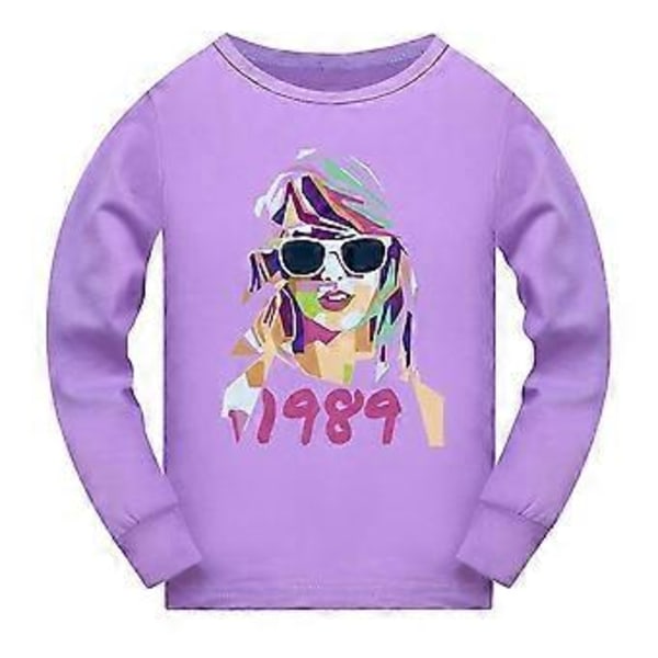 Taylor Swift Pitkähihainen Pyjama Pyjamasetti Lasten Yöasut Swiftie Fanituote Lahja (11-12 Vuotta Violetti)