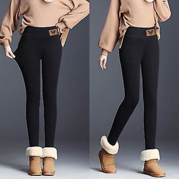 Tykke Leggings for Kvinner Vinter Anti-Kald Varme Strømpebukser Plus Size Snøbukser Fôret Termisk Klær (XL Butterfly Black)