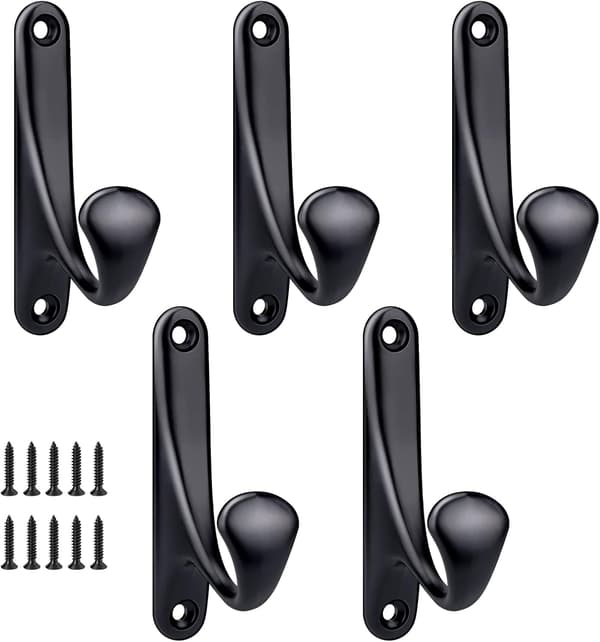 Skruvväggkrok, 5 st minimalistisk robust zinklegering vägg