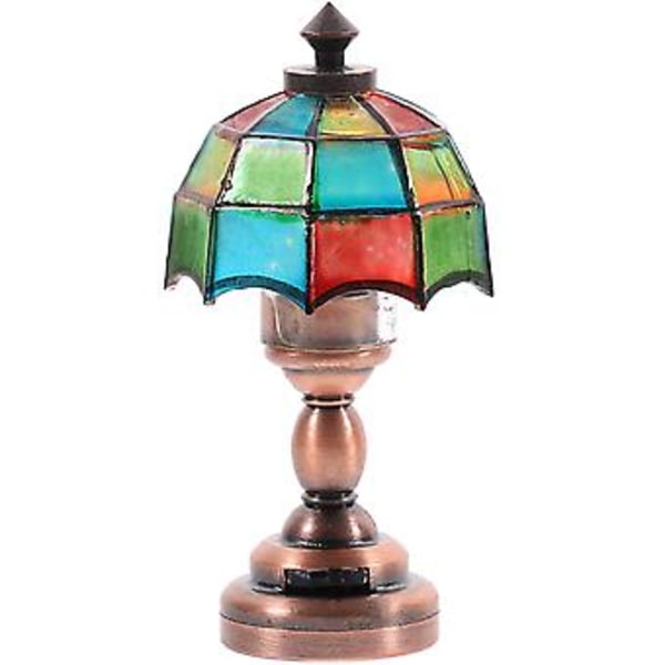 1/12 Minihus Miniature Paraplyformet Lampskærm LED Bordlampe Lys