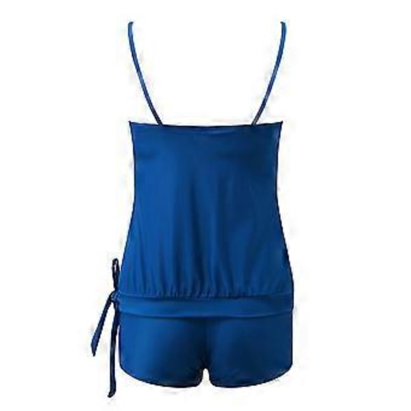 Dame Ensfarvet Badetøj Badedragt Polstret Cami Toppe + Shorts Tankini Sæt Badedragt Badetøj Multi-farve Valgfri (M Blå)