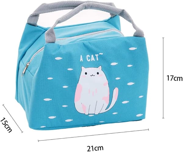 Blå Lunsjpose Tote Bag for Kvinner, Termisk Lunsj Reisepose for M