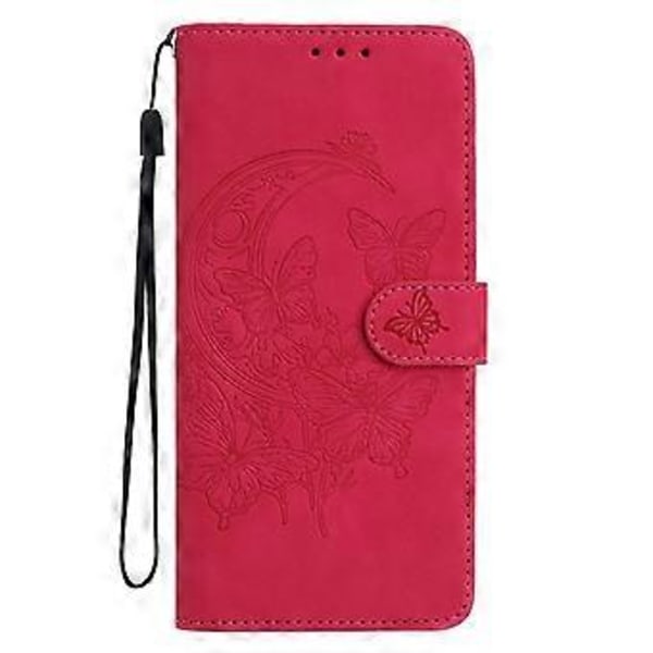 För Motorola Edge 60 Fusion 5G Fodral Fjäril Blomma Präglat PU Läder Plånbok Ställ Telefonskal (Rosa)