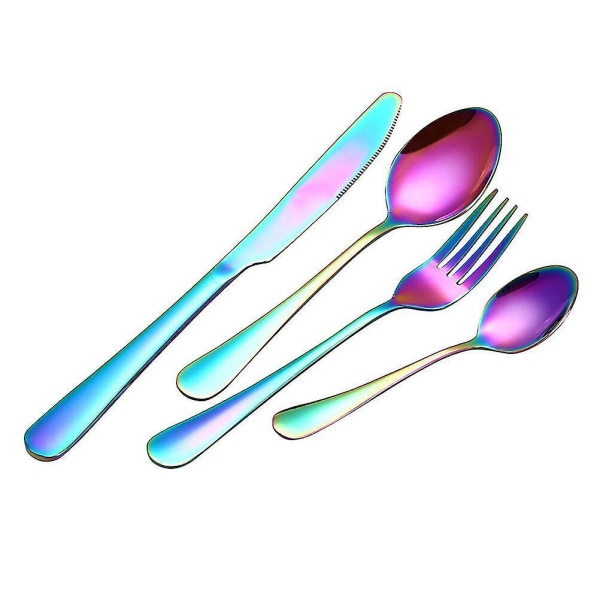 Flatware Silverware Set Stainless Steel Cutlery Include Fork Spoon Dishwasher Safe(colorful)