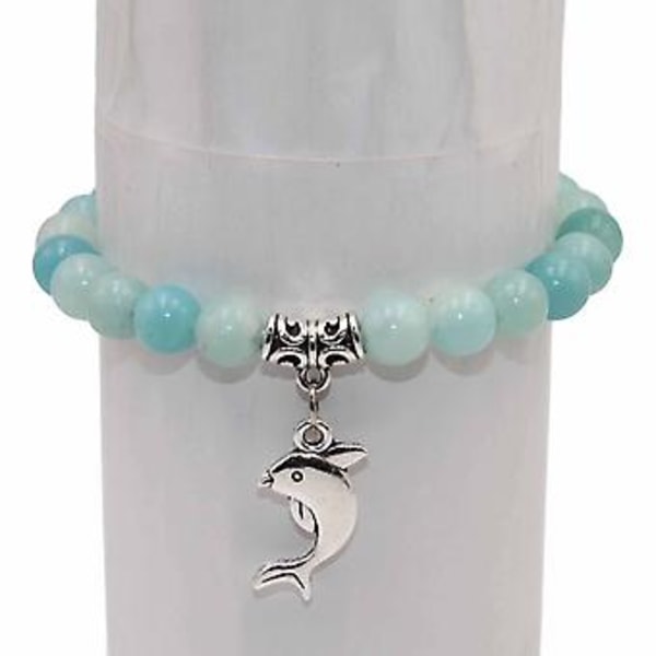 Engros Naturstenperler Delfin Tigerøje Agater Mala Perler Armbånd Bangles Charm Til Kvinder Mænd Yoga Armbånd Femme Gave (Amazon)