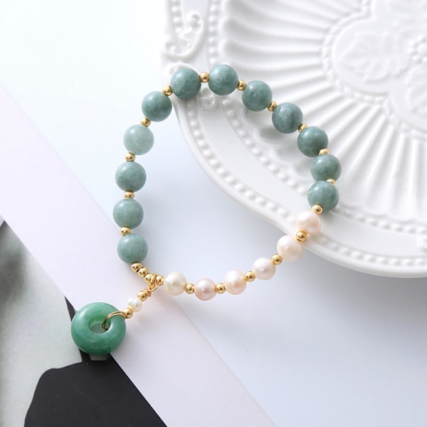 Burmesisk Jade Perle Armbånd, Ædelstens Charm Elastisk Perlearmbånd, Elastisk Armbånd, Armbånd til Kvinder