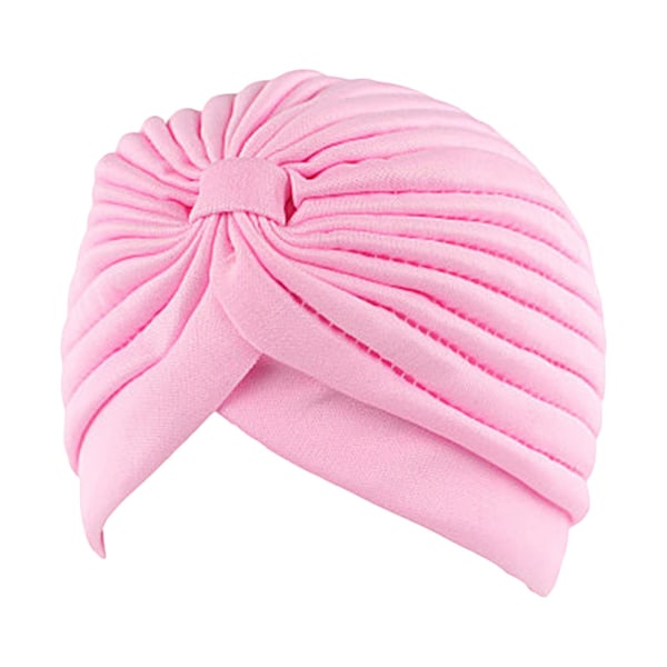 Farfi Pleated Turban Hat Breathable Stretchy Anti-uv Sun-proof No Brim Beanie Hat Party Accessories Pink