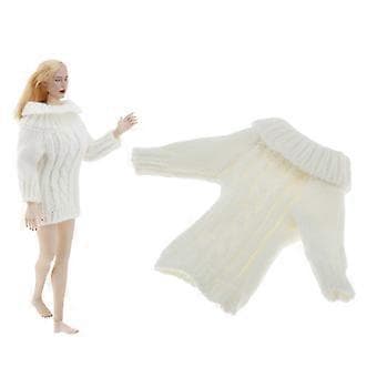1/6 Skala Casual Strikket Oversized Langærmet Pullover Sweater Outfit til (Hvid)