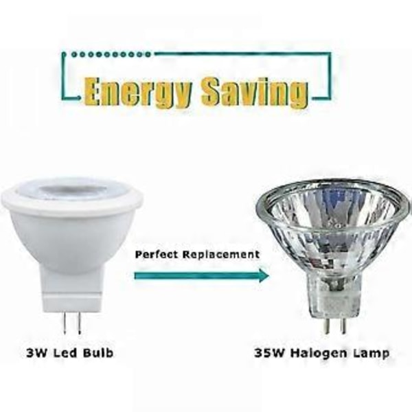LED pærer MR11 3W GU4, varm hvid 3000K, svarende til 35W halogen, pakke med 4