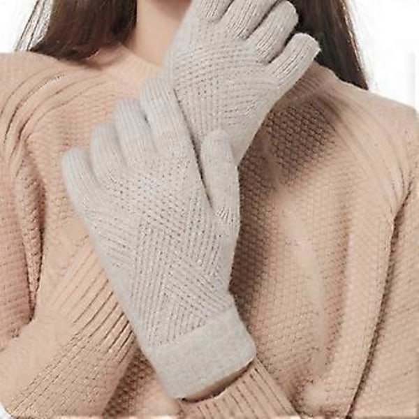 Solid Farvede Argyle Mønster Handsker Vinter Varme Fuldfingrede Touchscreen Handsker (Gul)