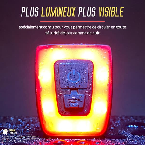 LED-baklys for sykkel - 3 moduser - USB-oppladbar - Wat