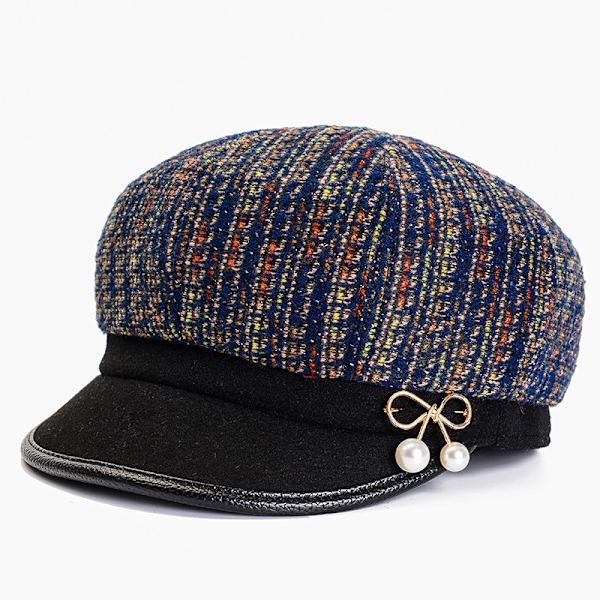 Klassisk retro visir nyhetspojke taxichaufför hatt basker med blomma spänne W