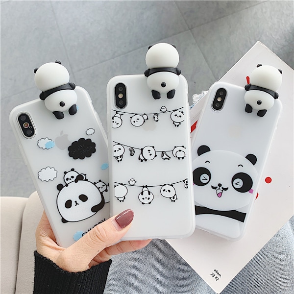 3D-piirretty Panda-puhelimen kuori iPhone 11pro max:lle Pehmeä takakuori C